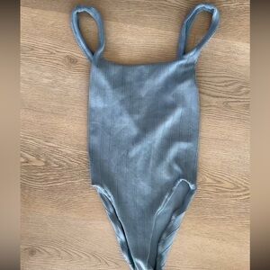 Hunza G Blue Ribbed One Piece Swimsuit